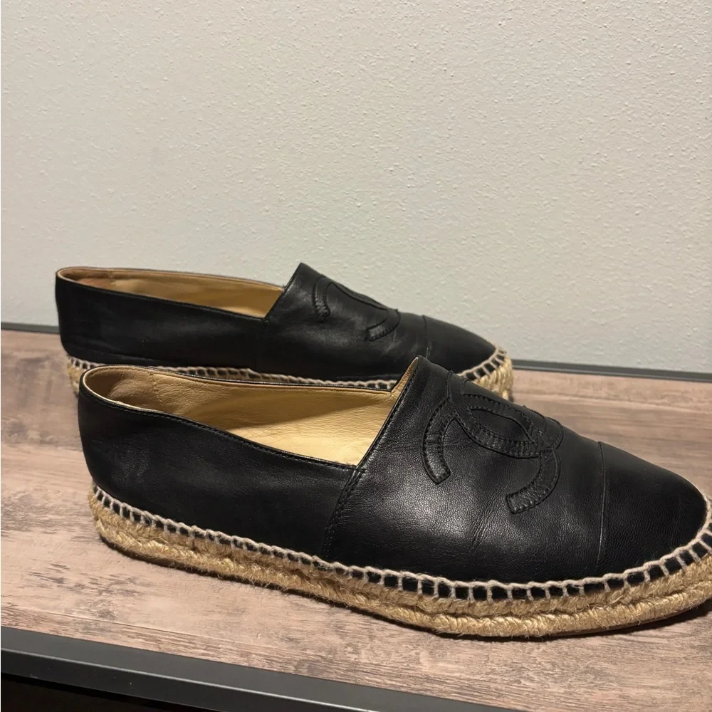 Chanel Espadrilles Black Leather